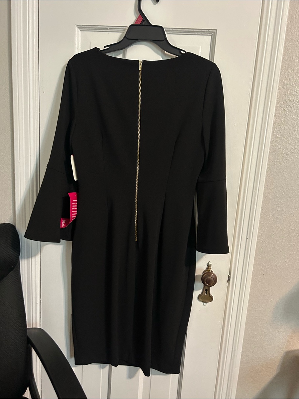 Calvin Klein Black Bell-Sleeve Midi Sheath Dress - Picture 4 of 5